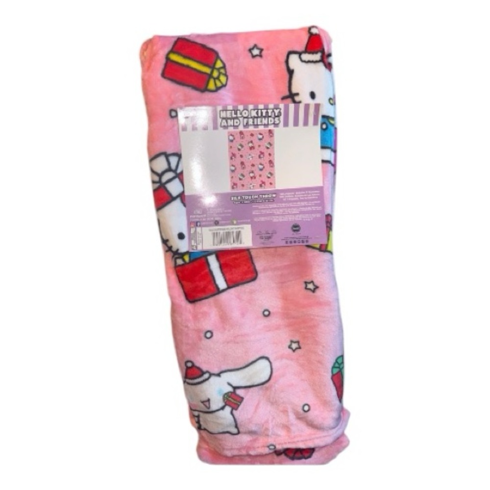 Sanrio Hello Kitty Pink and White Christmas Throw